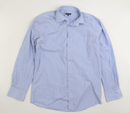 Mens UK Size 15.5 Dunnes Stores Blue  Button-Up Long Sleeve Casual Shirt