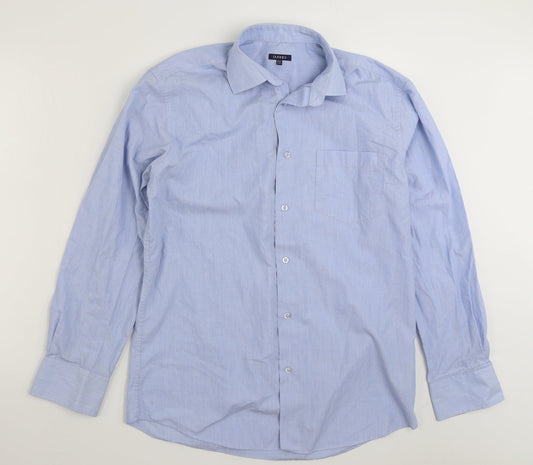 Mens UK Size 15.5 Dunnes Stores Blue  Button-Up Long Sleeve Casual Shirt