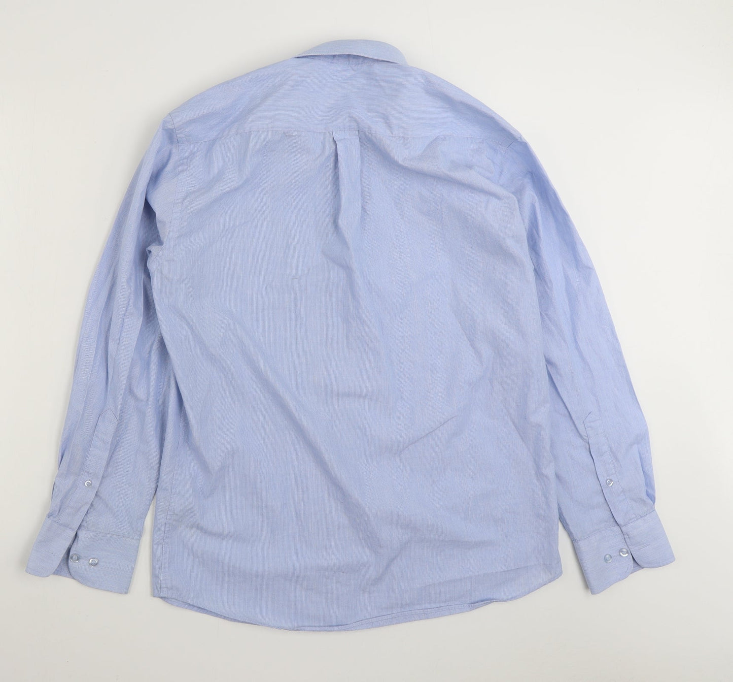 Mens UK Size 15.5 Dunnes Stores Blue  Button-Up Long Sleeve Casual Shirt