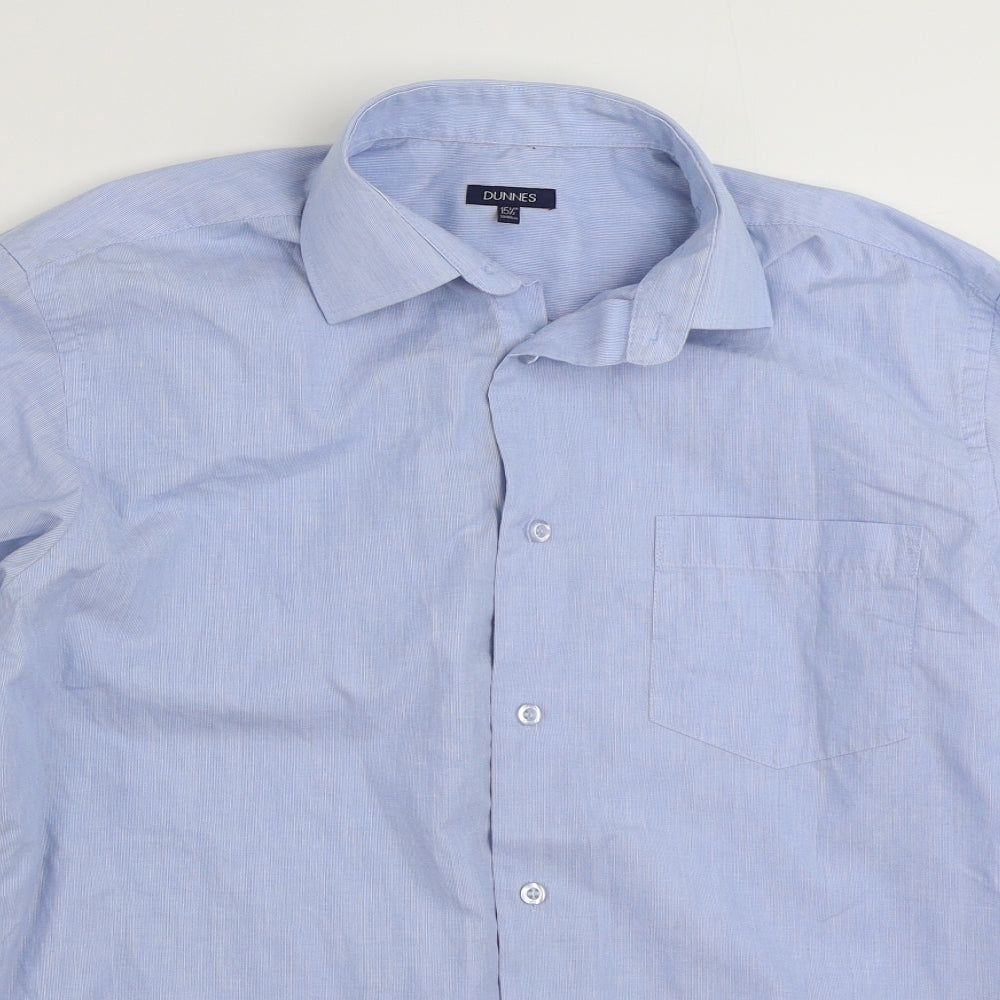 Mens UK Size 15.5 Dunnes Stores Blue  Button-Up Long Sleeve Casual Shirt