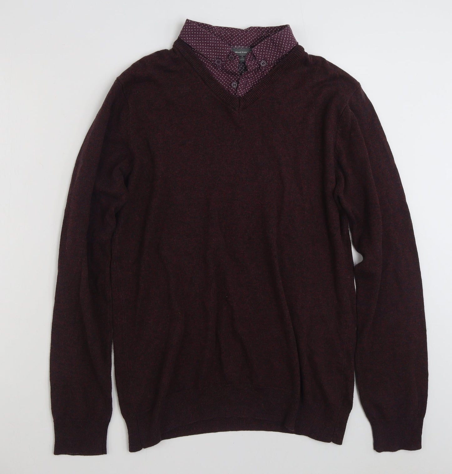 Cedar Wood State Mens Purple Collared  Cotton Pullover Jumper Size M