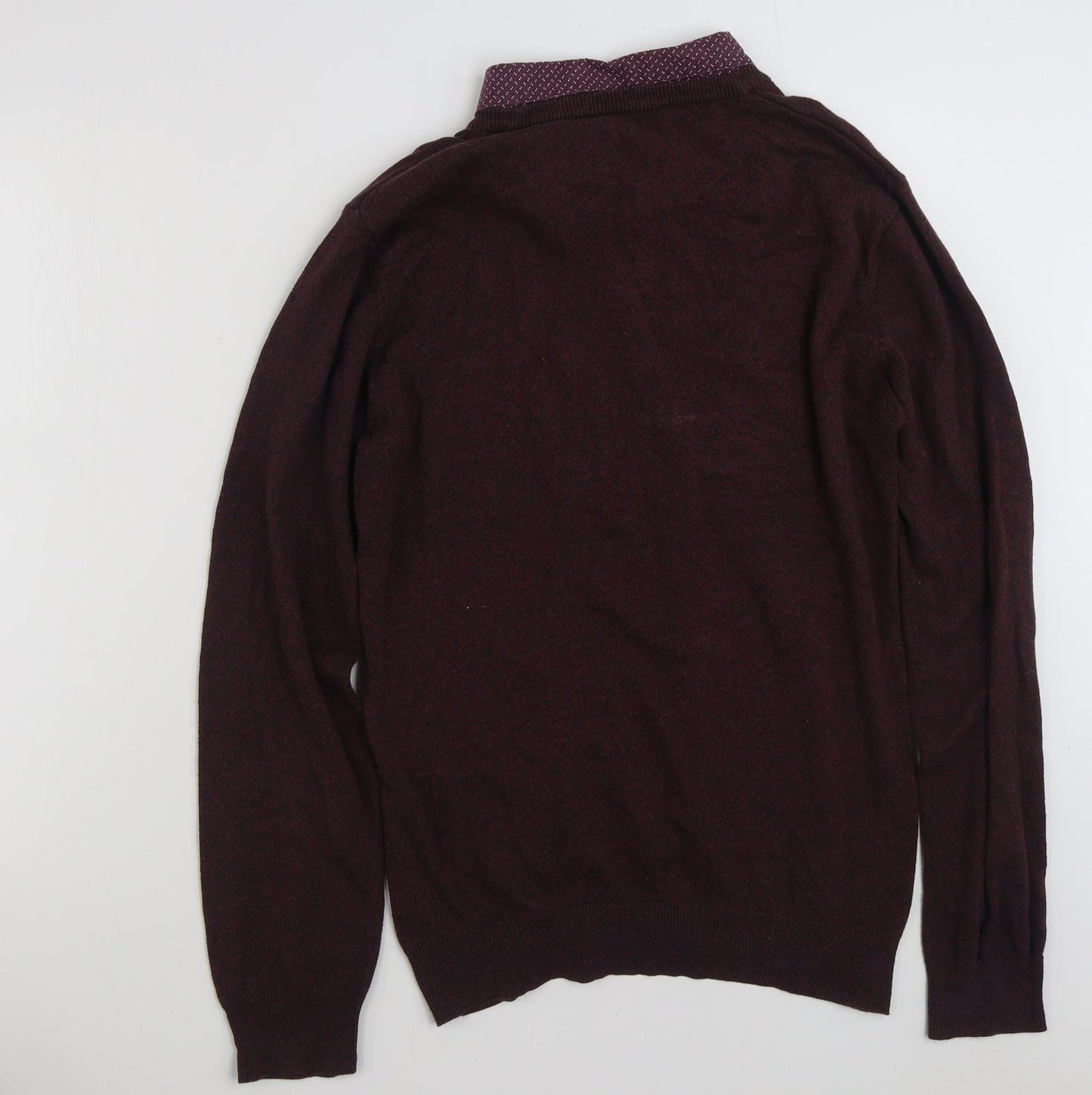 Cedar Wood State Mens Purple Collared  Cotton Pullover Jumper Size M