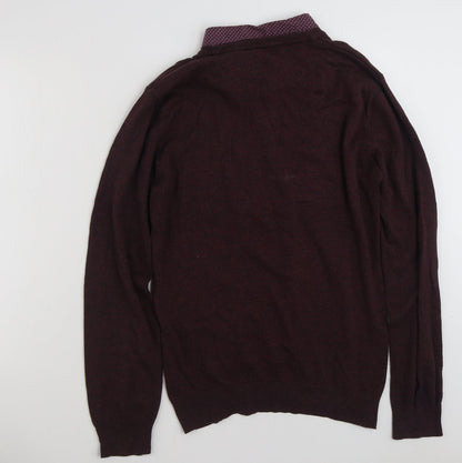 Cedar Wood State Mens Purple Collared  Cotton Pullover Jumper Size M