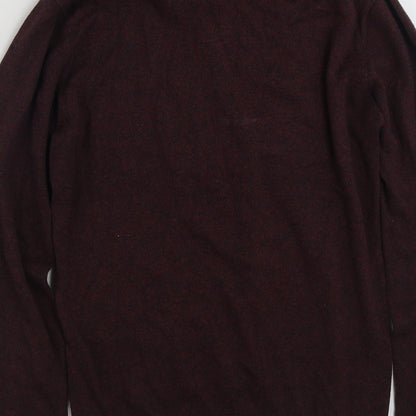 Cedar Wood State Mens Purple Collared  Cotton Pullover Jumper Size M