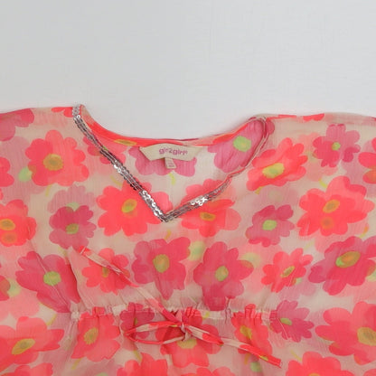 Girl 2 Girl Girls Multicoloured Floral Polyester Kimono Blouse Size 2-3 Years V-Neck Pullover - Tie