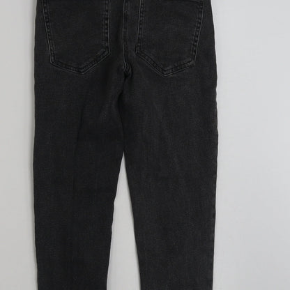 Matalan Girls Grey  Cotton Straight Jeans Size 11 Years  Slim Zip - Distressed