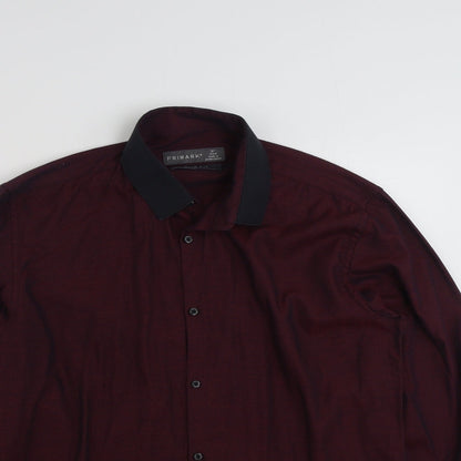 Primark Mens Purple  Polyester  Button-Up Size 16 Collared Button