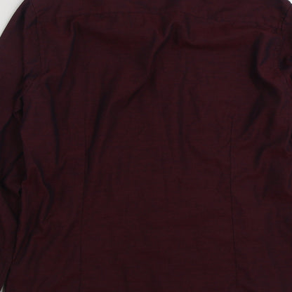 Primark Mens Purple  Polyester  Button-Up Size 16 Collared Button