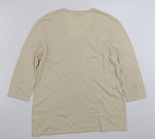 Gerry Weber Womens Beige Scoop Neck  Acrylic Pullover Jumper Size 16