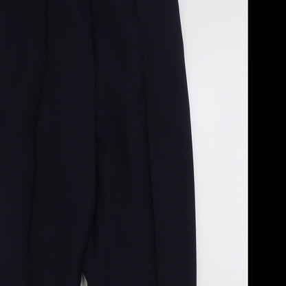 Close-up detail of JD WILLIAMS women’s blue polyester trousers, size UK 14, 25-inch leg regular