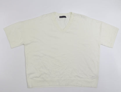Marks and Spencer Womens Ivory V-Neck  Viscose Pullover Jumper Size 20
