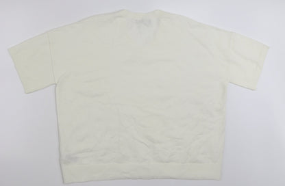 Marks and Spencer Womens Ivory V-Neck  Viscose Pullover Jumper Size 20