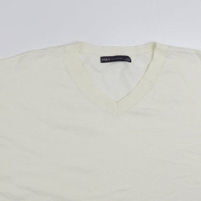 Marks and Spencer Womens Ivory V-Neck  Viscose Pullover Jumper Size 20
