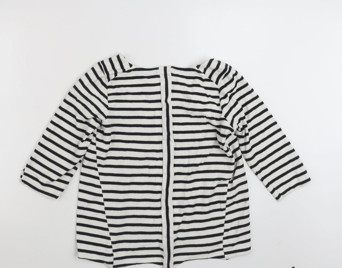 Additional front view of Pure women’s white striped polyester pullover sweatshirt, size UK 12, pullover