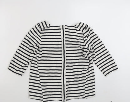 Additional front view of Pure women’s white striped polyester pullover sweatshirt, size UK 12, pullover