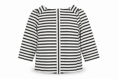 Front view of Pure women’s white striped polyester pullover sweatshirt, size UK 12, pullover