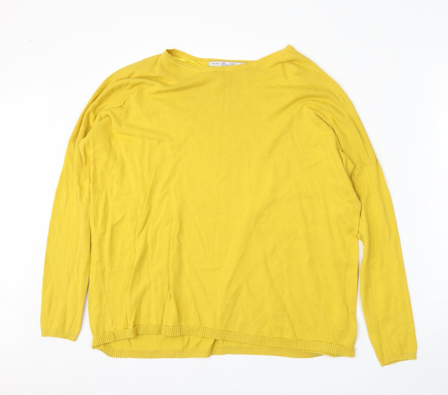 Lara Knit Womens Yellow Round Neck  Cotton Pullover Jumper Size S
