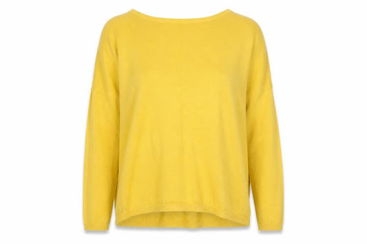 Front view of Lara Knit women’s yellow round neck cotton jumper, size S