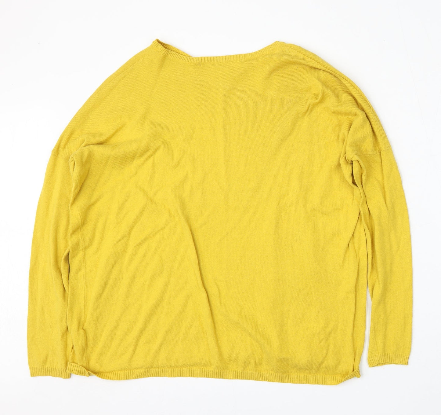 Lara Knit Womens Yellow Round Neck  Cotton Pullover Jumper Size S