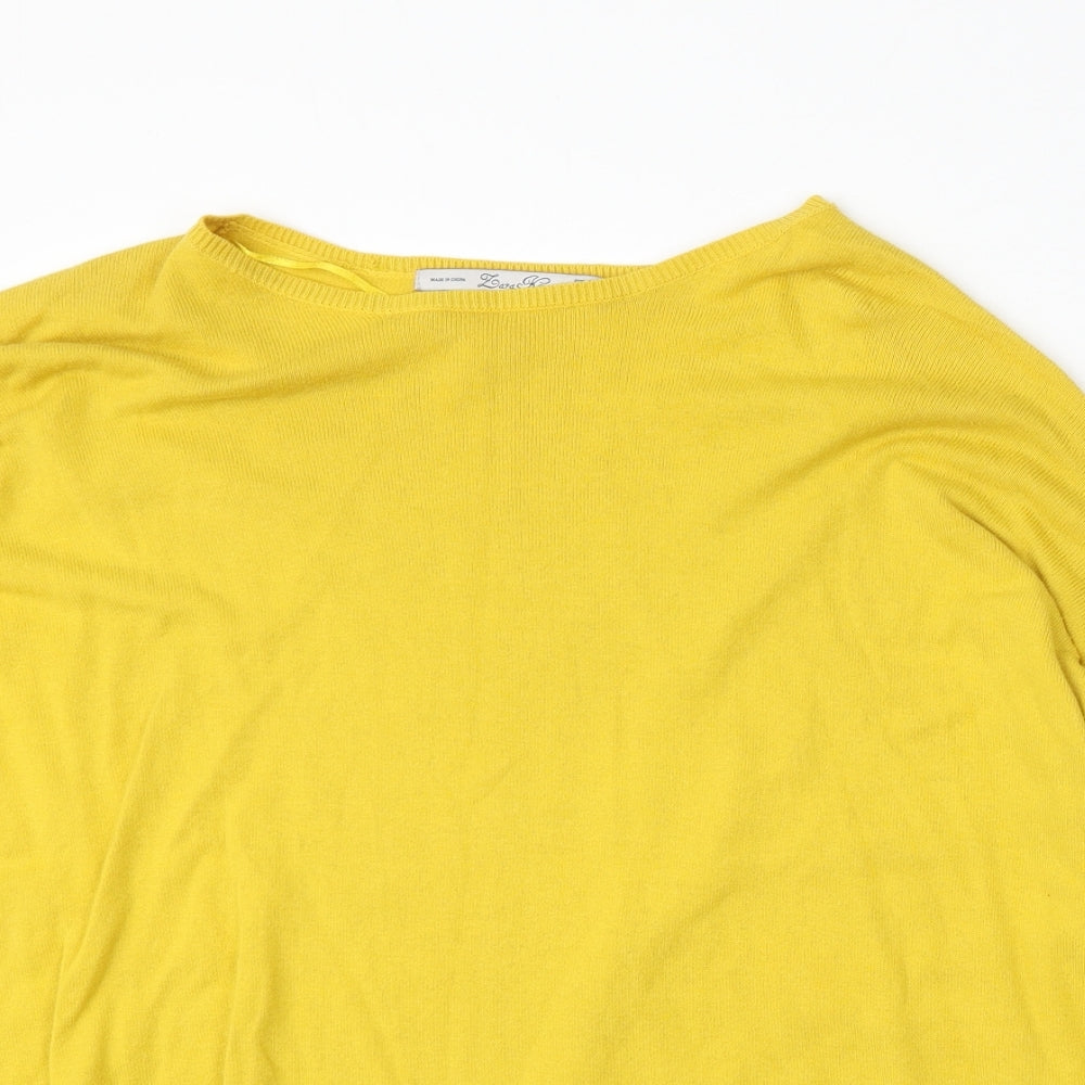 Lara Knit Womens Yellow Round Neck  Cotton Pullover Jumper Size S