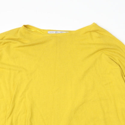 Lara Knit Womens Yellow Round Neck  Cotton Pullover Jumper Size S