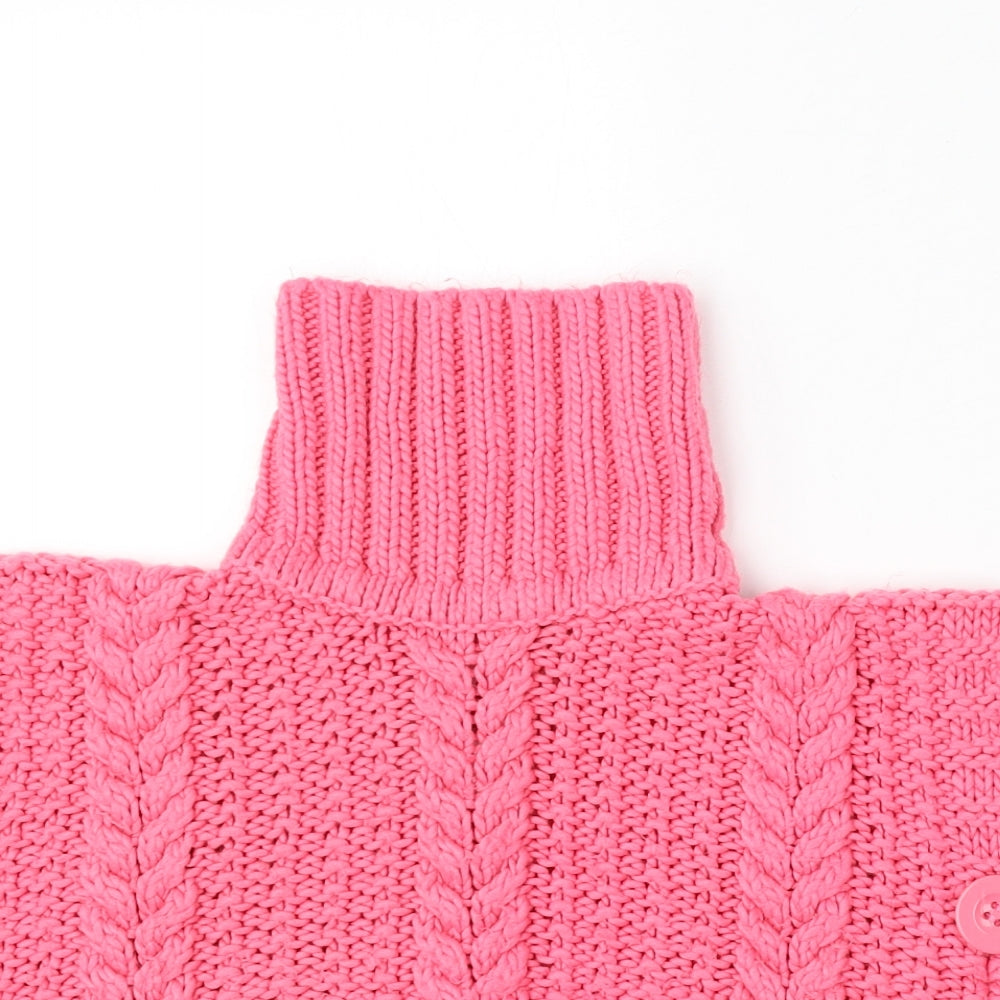 F&F Girls Pink High Neck  Acrylic Pullover Jumper Size 3 Years