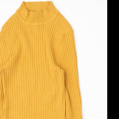 Primark Womens Yellow Mock Neck  Polyester Pullover Jumper Size M