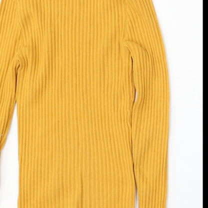 Primark Womens Yellow Mock Neck  Polyester Pullover Jumper Size M
