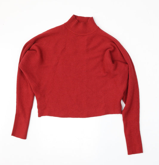 Primark Womens Red Mock Neck  Polyester Pullover Jumper Size 4