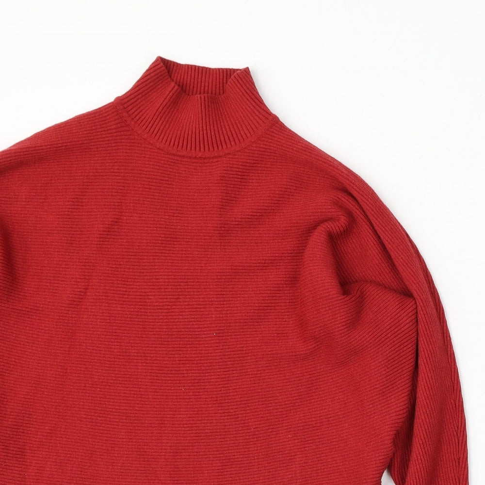 Primark Womens Red Mock Neck  Polyester Pullover Jumper Size 4