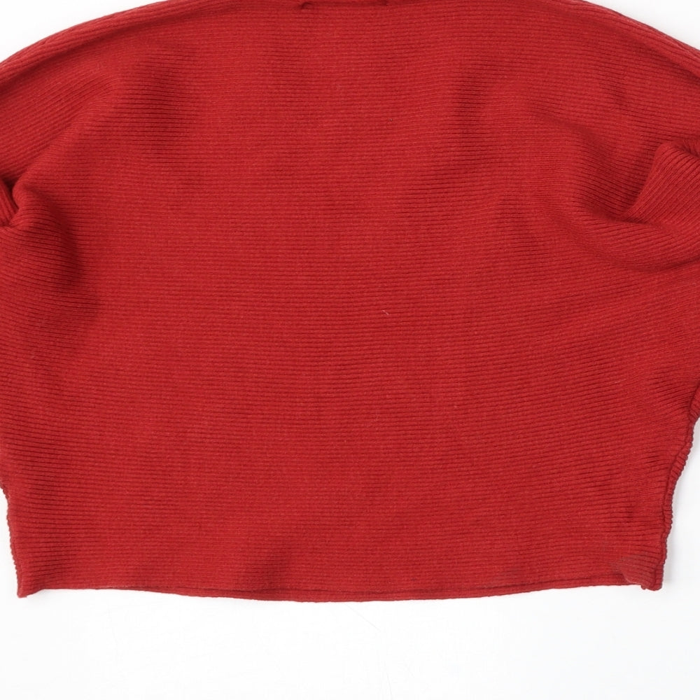 Primark Womens Red Mock Neck  Polyester Pullover Jumper Size 4