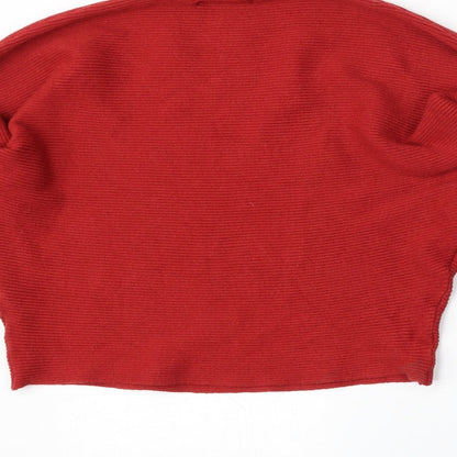 Primark Womens Red Mock Neck  Polyester Pullover Jumper Size 4