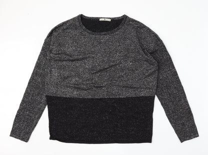 TU Womens Black Round Neck  Viscose Pullover Jumper Size 10