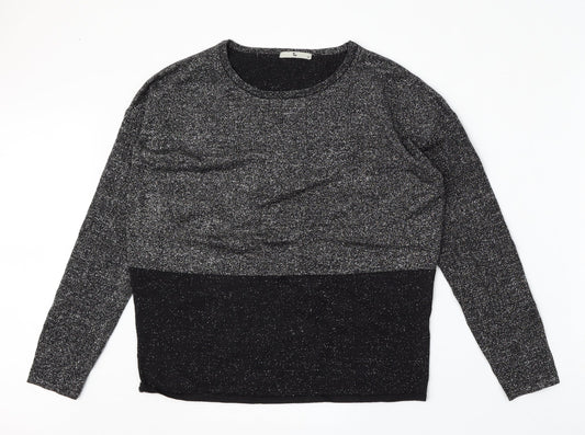 TU Womens Black Round Neck  Viscose Pullover Jumper Size 10