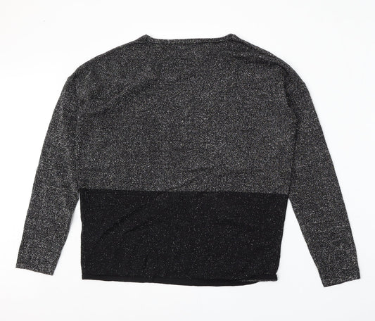 TU Womens Black Round Neck  Viscose Pullover Jumper Size 10