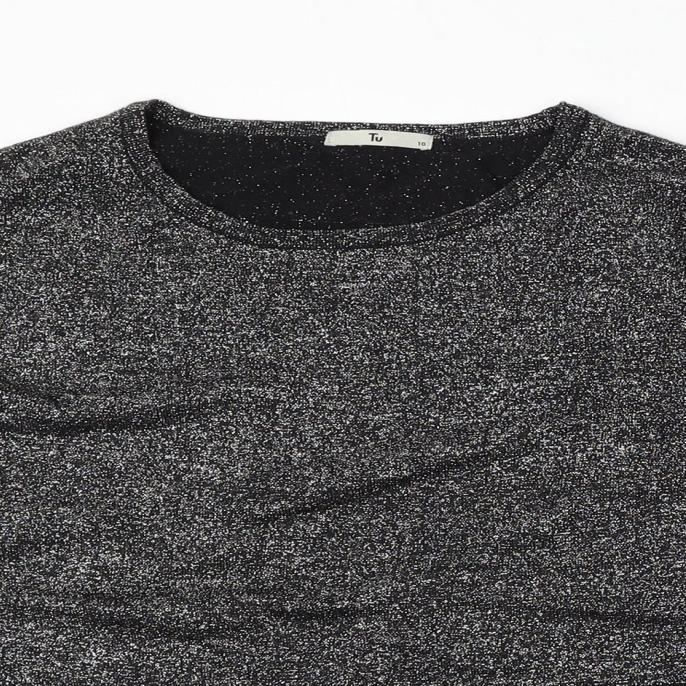 TU Womens Black Round Neck  Viscose Pullover Jumper Size 10