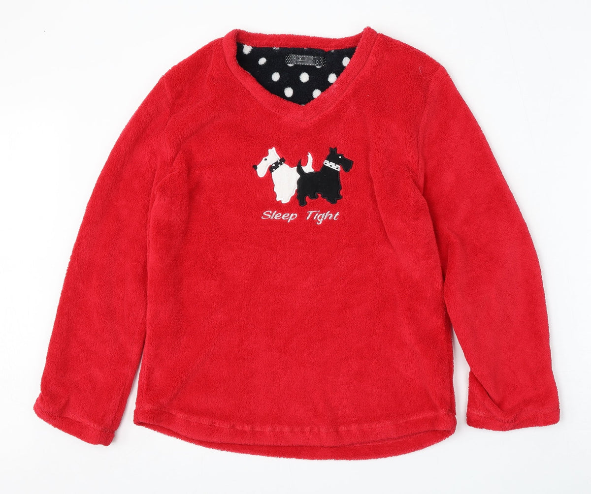 Front view of Secret Possesions women’s red polyester top pyjama top, size S