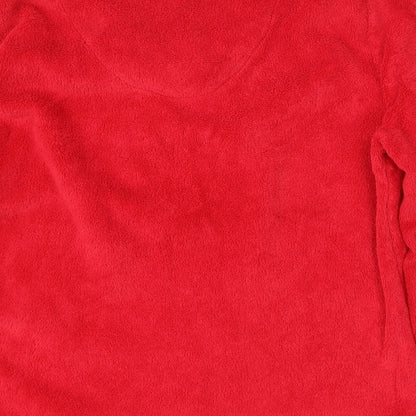 Brand and care label for Secret Possesions women’s red polyester top pyjama top, size S