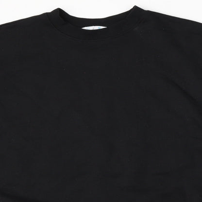 Close-up detail of Primark women’s black polyester pullover sweatshirt, size UK 12