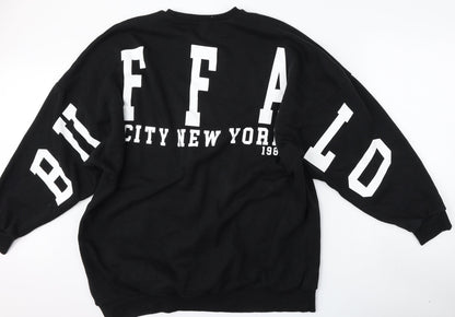 PRETTYLITTLETHING Womens Black  Polyester Pullover Sweatshirt Size 12   - New york