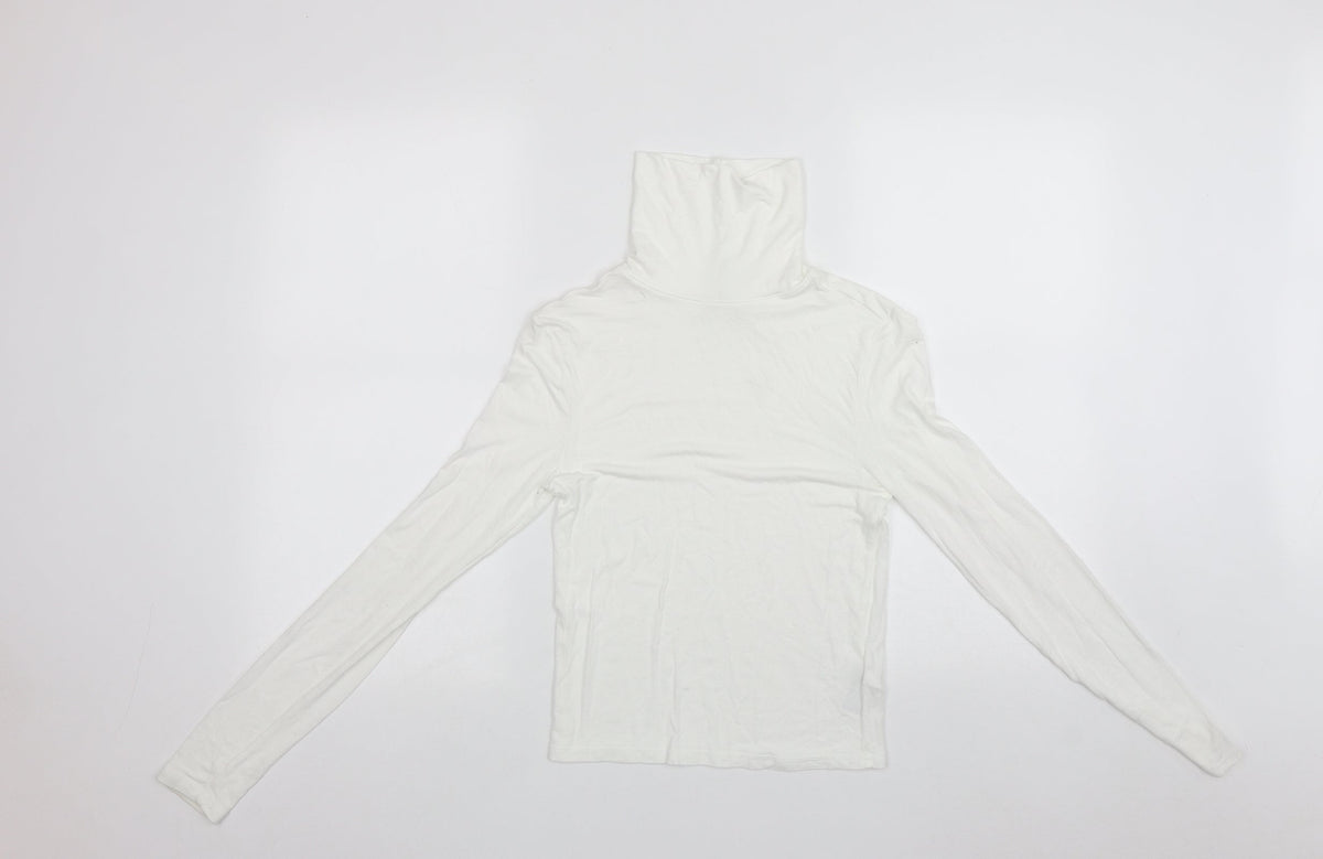 Additional front view of Divided women’s white roll neck viscose jumper, size S