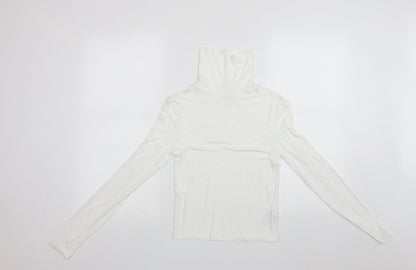 Additional front view of Divided women’s white roll neck viscose jumper, size S