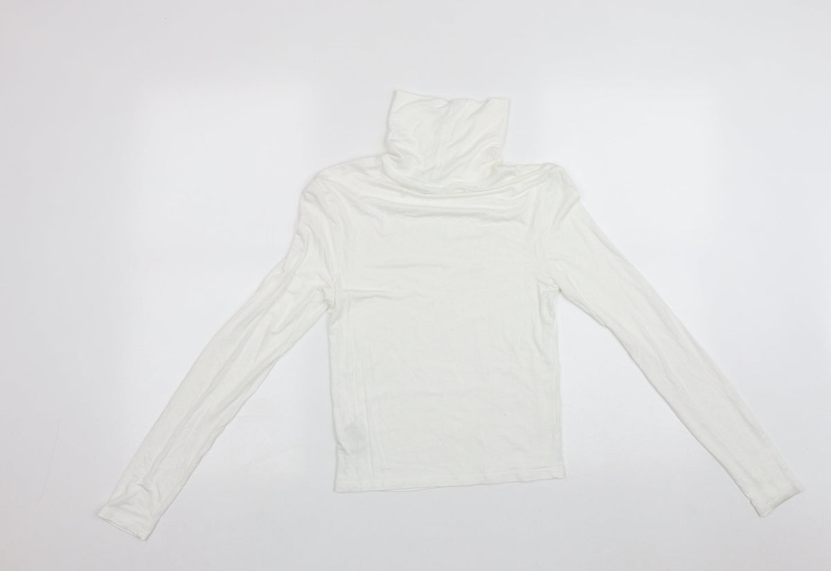 Back view of Divided women’s white roll neck viscose jumper, size S
