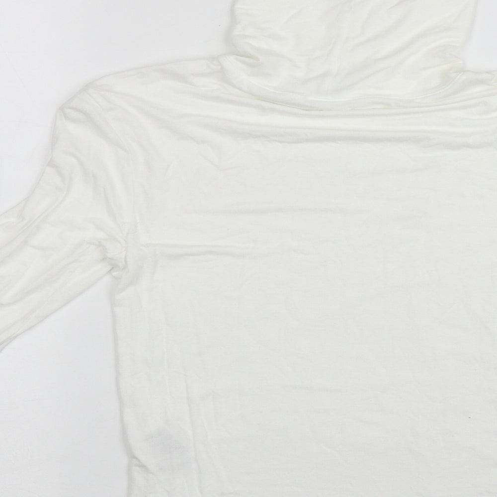 Brand and care label for Divided women’s white roll neck viscose jumper, size S