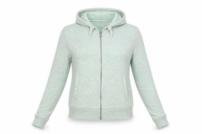 Front view of Divided women’s green cotton full zip hoodie, size S, zip