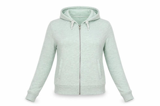 Front view of Divided women’s green cotton full zip hoodie, size S, zip