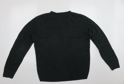 Matalan Mens Green V-Neck  Acrylic Pullover Jumper Size L