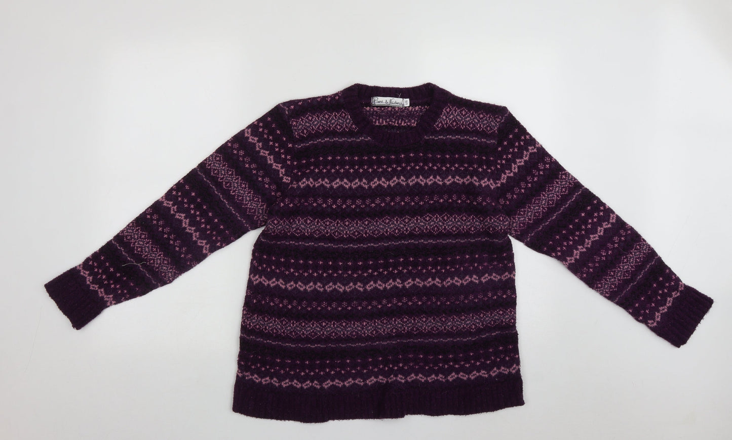 Womens UK Size L Pure &  Natural Purple Pullover Jumper