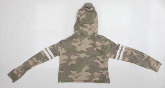 Hollister Womens Multicoloured Camouflage Cotton Pullover Hoodie Size S