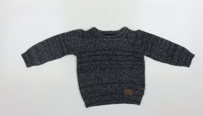 Little Rebel  Girls Blue Round Neck  Acrylic Pullover Jumper Size 2 Years